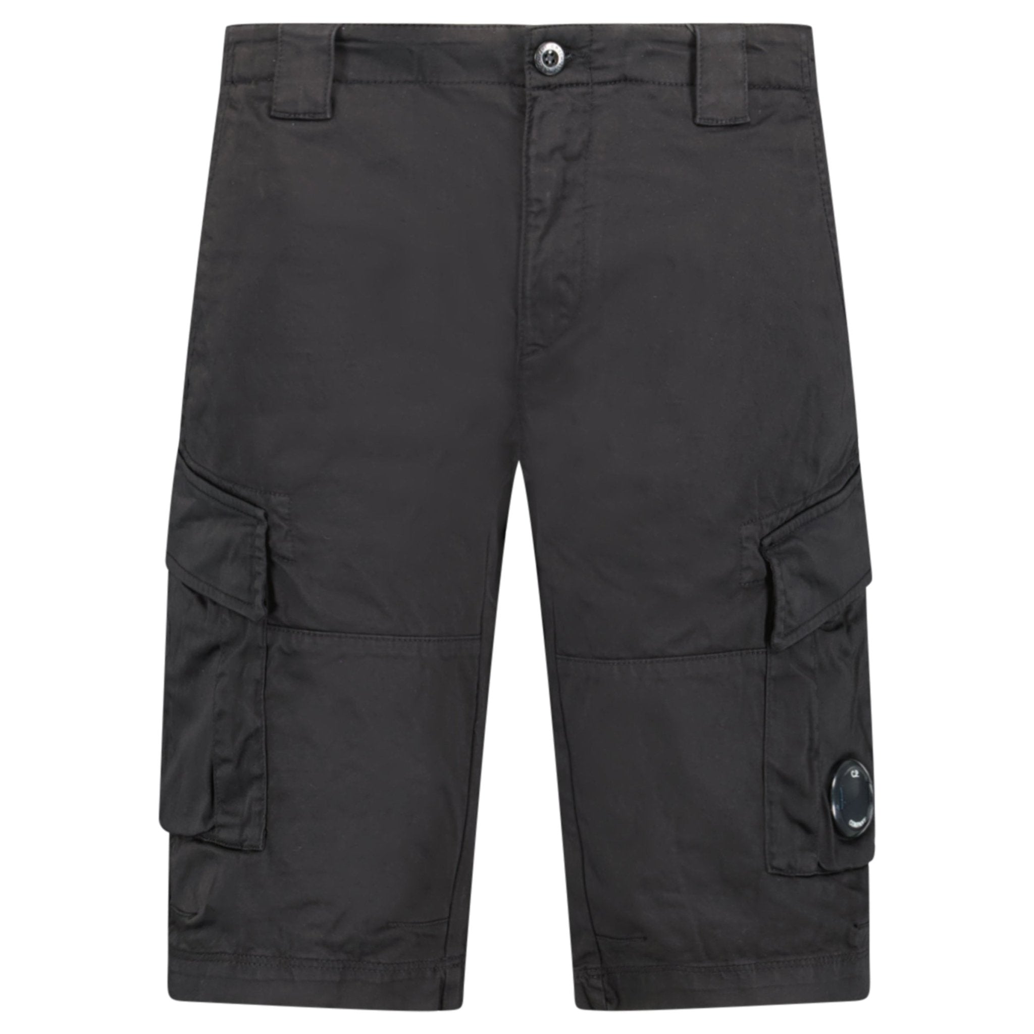Color variation of CP Company Stretch Sateen Cargo Lens Shorts in Black