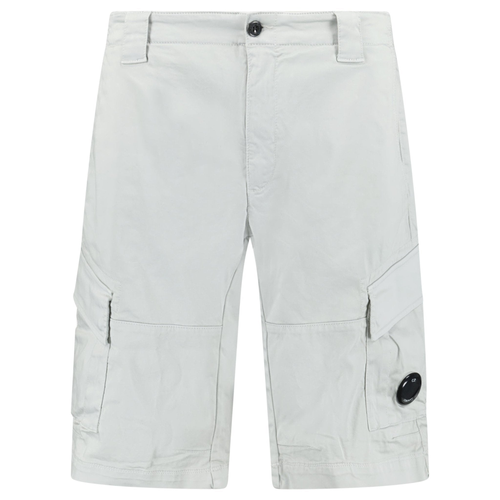 Color variation of CP Company Stretch Sateen Cargo Lens Shorts in Blue Fox