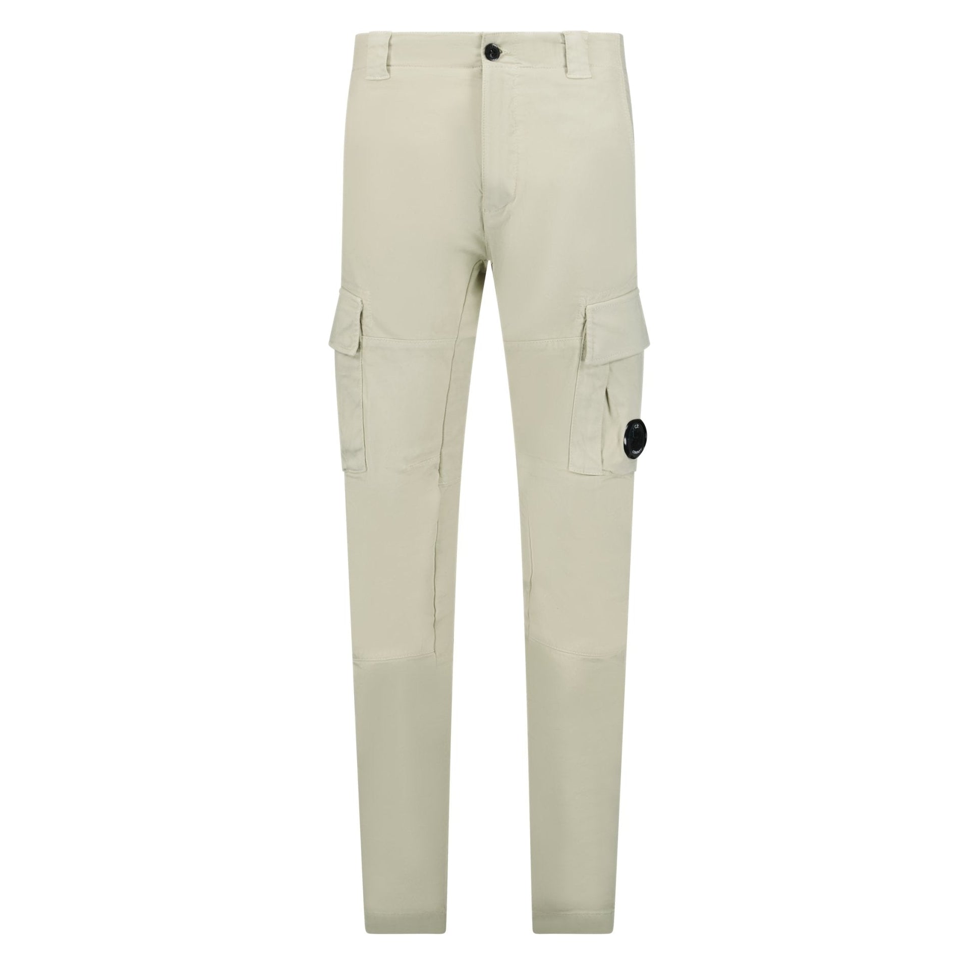 Color variation of CP Company Stretch Sateen Ergonomic Lens Double Cargo Pants in Vintage Khaki