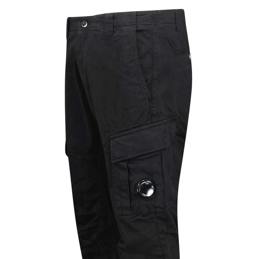 CP Company Stretch Sateen Ergonomic Lens Double Cargo Pants in Black - Boinclo - Outlet Sale Under Retail