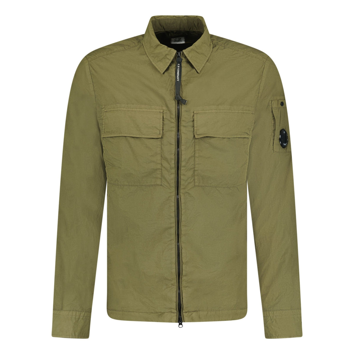 CP Company Taylon-L Lens Chrome Zip-Up Jacket Khaki - Outlet Sale 
