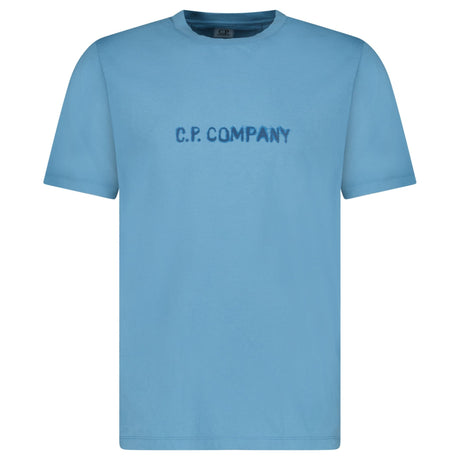 CP Company Text Logo T-Shirt in Aegean Blue - Boinclo - Outlet Sale Under Retail