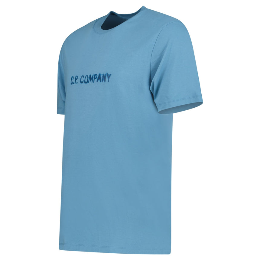 CP Company Text Logo T-Shirt in Aegean Blue - Boinclo - Outlet Sale Under Retail