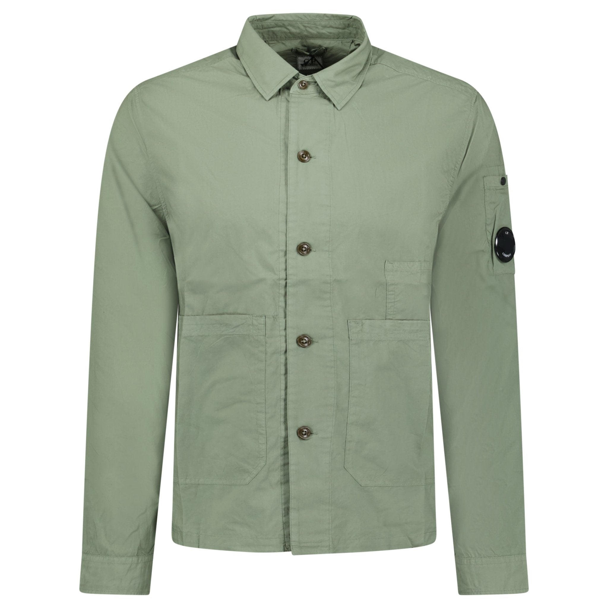 CP Company Thyme Green Lens Popeline Over-Shirt - Outlet Sale
