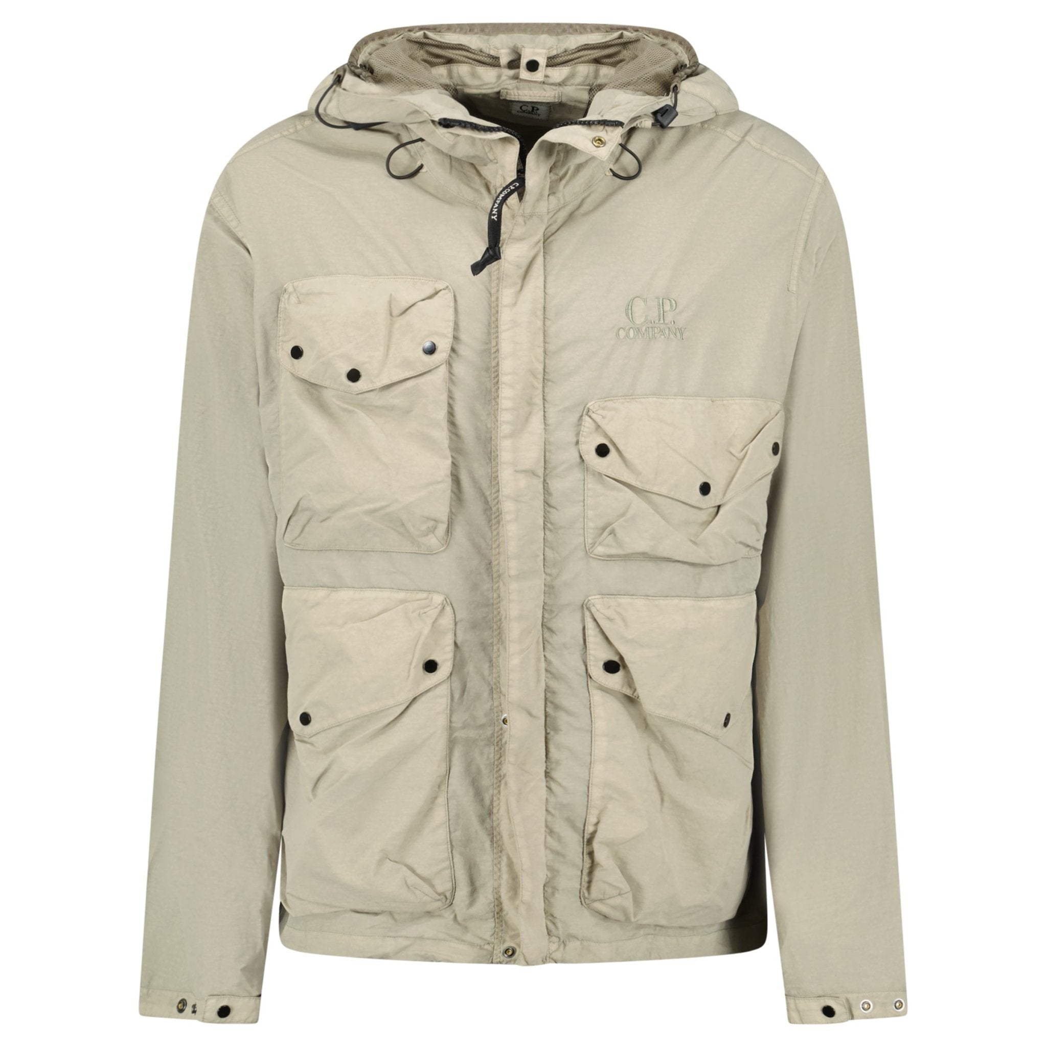 CP Company Vintage Khaki Flatt Nylon Goggle Jacket - Outlet Sale