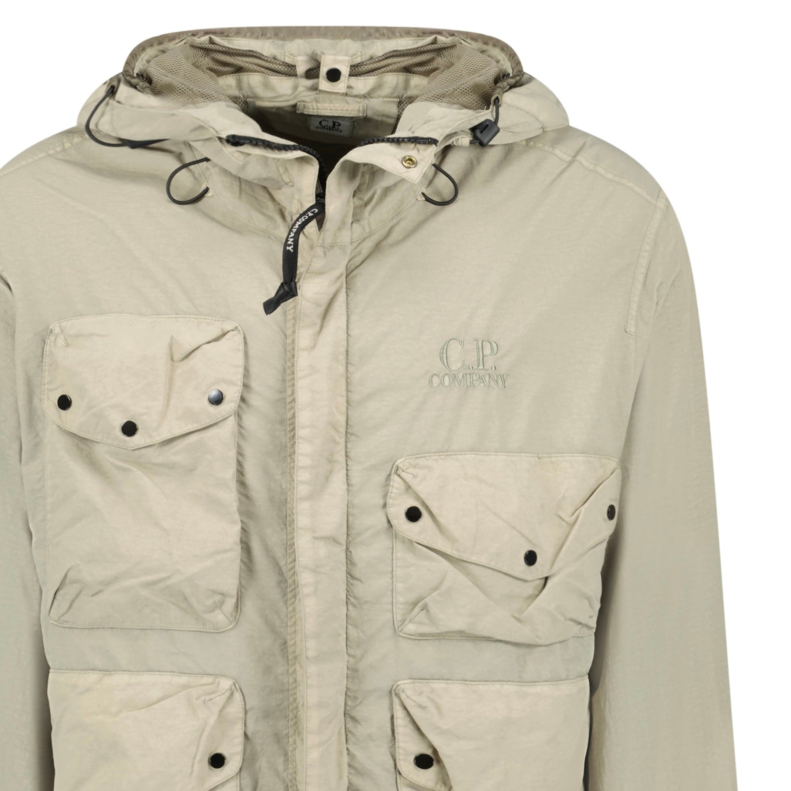 CP Company Vintage Khaki Flatt Nylon Goggle Jacket - Outlet Sale