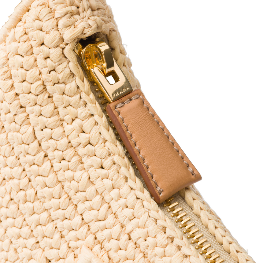 Prada Crochet Arque Bag Natural Brown