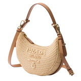 Prada Crochet Arque Bag Natural Brown