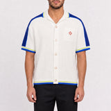 Casablanca Crochet Shirt in White and Blue