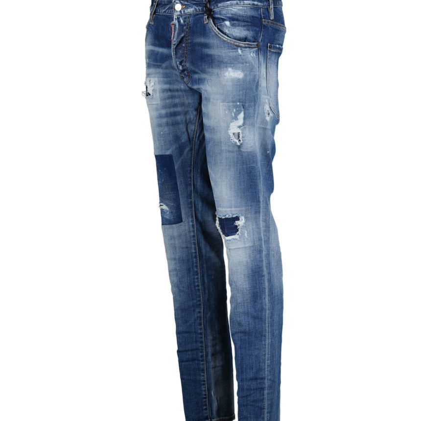 DSquared2 'Cool Guy' Orange Logo Slim Fit Jeans Blue - Boinclo - Outlet Sale Under Retail