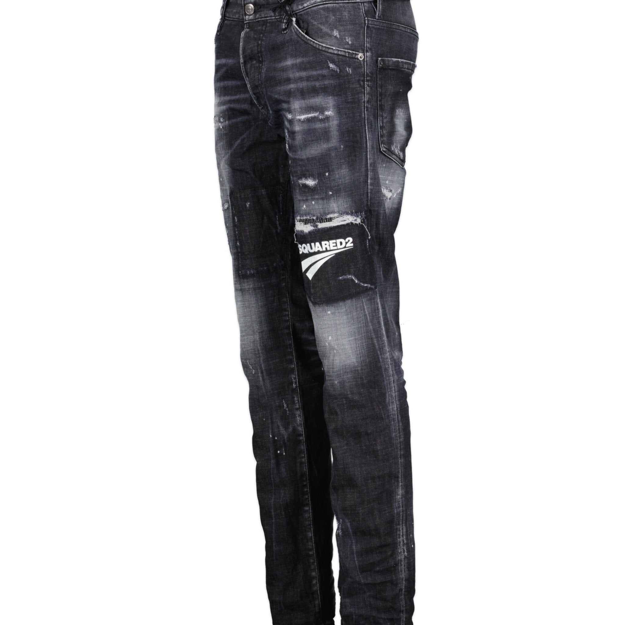 DSquared2 'Cool Guy' Print Logo Slim Fit Jeans Black - Outlet Sale