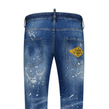 DSquared2 'Skater Jean' Orange & White Paint Splatter Jeans Blue - Boinclo - Outlet Sale Under Retail