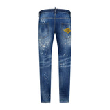 DSquared2 'Skater Jean' Orange & White Paint Splatter Jeans Blue - Boinclo - Outlet Sale Under Retail