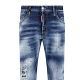 DSquared2 'Skater' Leather Logo Jeans Blue - Boinclo - Outlet Sale Under Retail