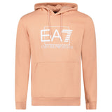 EA7 Emporio Armani Logo Print Hoodie in Cafe Creme - Boinclo - Outlet Sale Under Retail