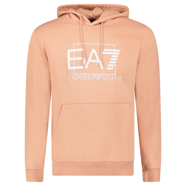 EA7 Emporio Armani Logo Print Hoodie in Cafe Creme - Boinclo - Outlet Sale Under Retail