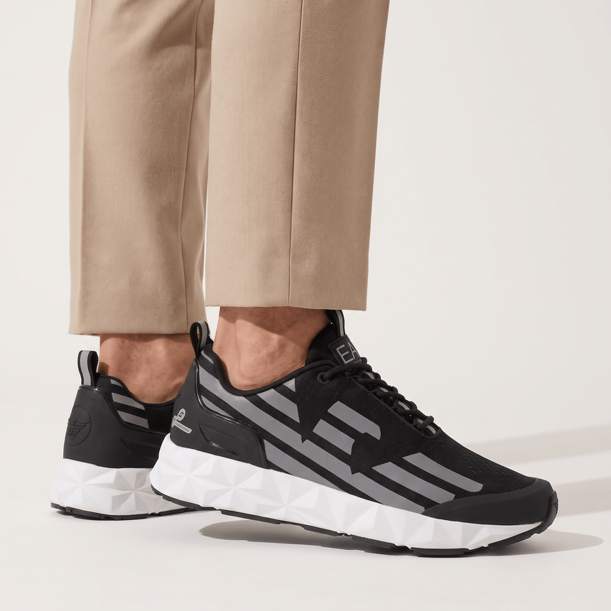 EA7 Emporio Armani Ultimate C2 Kombat Running Sneaker with Ultralight Sole in Black and Silver - Boinclo - Outlet Sale Under Retail