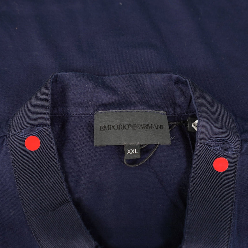 Emporio Armani Eagle Logo Mercerised Button Up T-Shirt Navy (Defect) - Boinclo - Outlet Sale Under Retail
