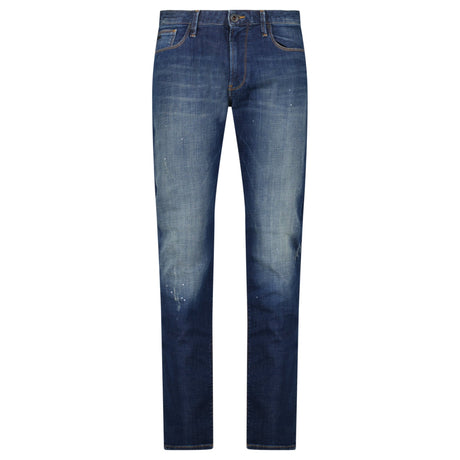 Emporio Armani J06 Slim Fit 5 Pocket Paint Splatter Jeans Blue - Boinclo - Outlet Sale Under Retail