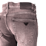 Emporio Armani J16 Slim - Cut Stonewashed Jeans in Black Grey - Boinclo - Outlet Sale Under Retail