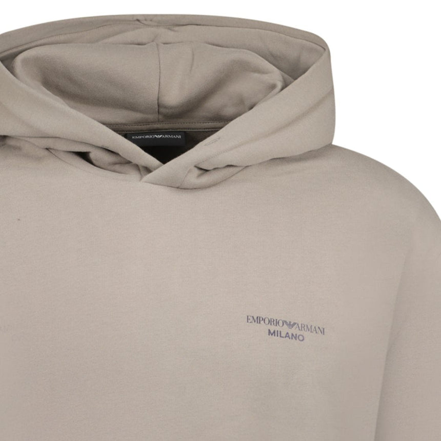 Emporio Armani Front & Back Print Hooded Sweatshirt Grey - Boinclo - Outlet Sale Under Retail