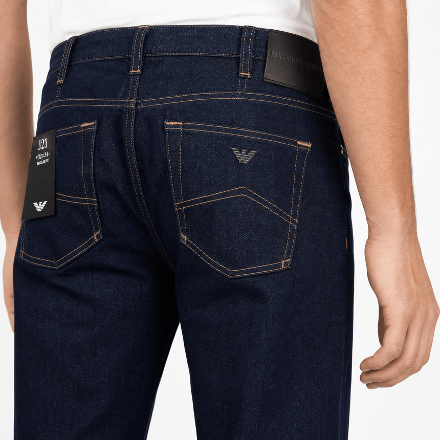 Emporio Armani J21 Regular Fit Jeans in Dark Blue - Boinclo - Outlet Sale Under Retail