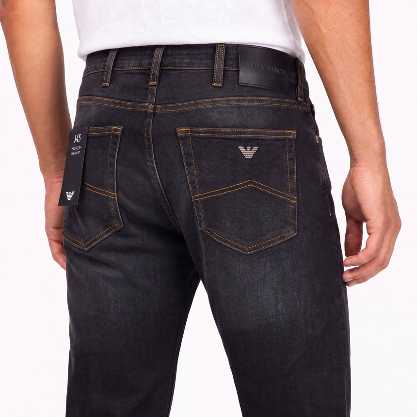 Emporio Armani J45 Regular Fit Jeans in Black - Boinclo - Outlet Sale Under Retail