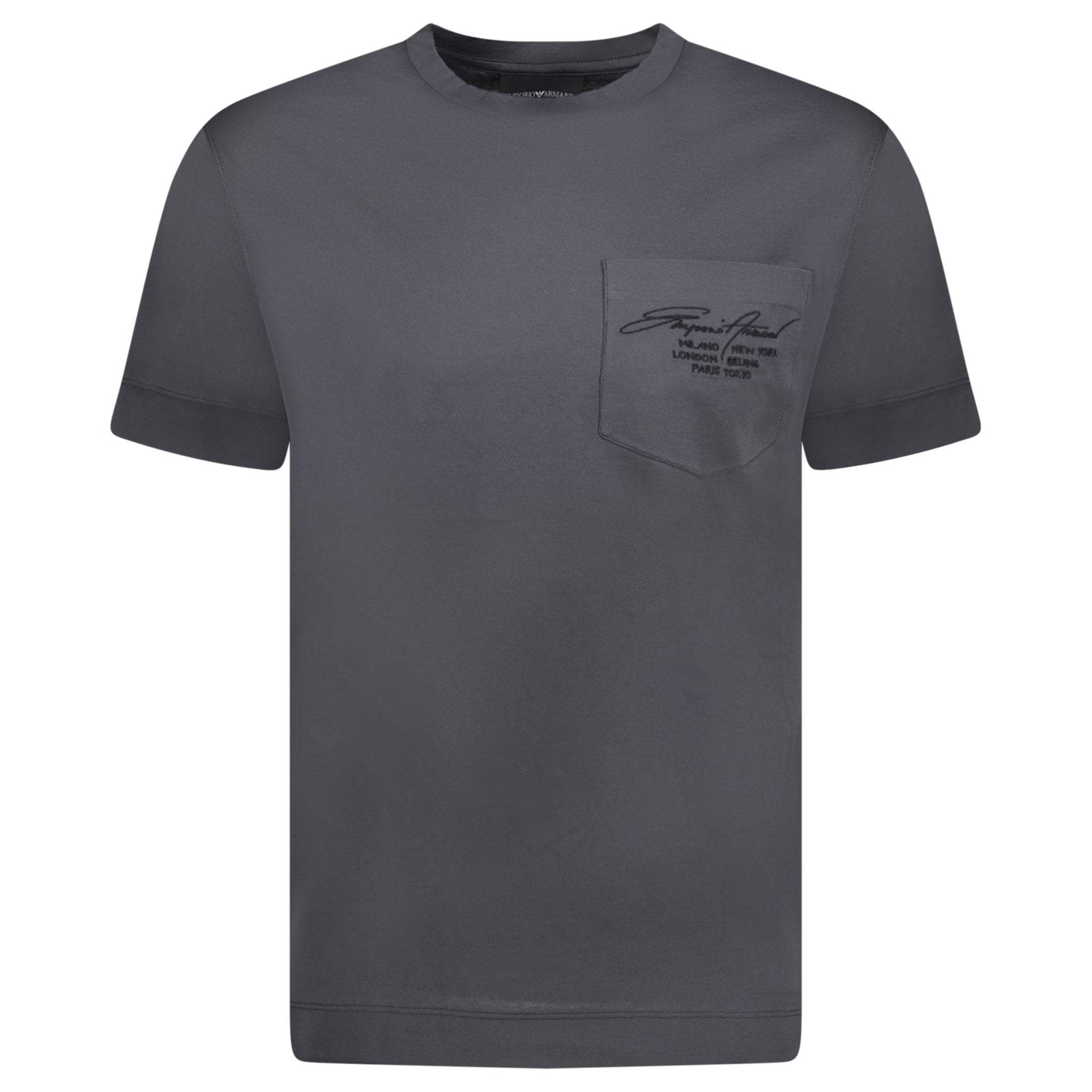 Emporio Armani Signature Pocket Mercerised T Shirt Grey Outlet Sale Always Under Retail Boinclo