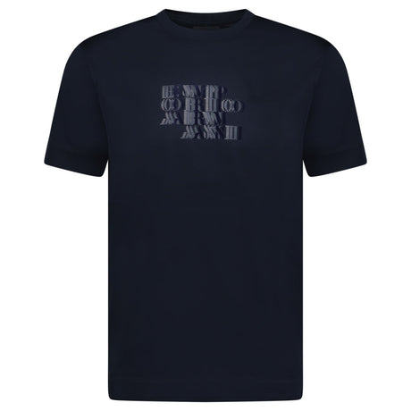 Emporio Armani Velvet Writing Logo Mercerised T-Shirt Navy - Boinclo - Outlet Sale Under Retail