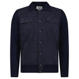 Gran Sasso Alcantara and Organic Cotton Button-Up Hybrid Jacket in Navy Blue - Boinclo - Outlet Sale Under Retail