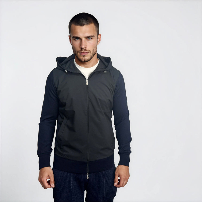 Gran Sasso Athleisure Hooded Jacket in Navy Blue - Boinclo - Outlet Sale Under Retail