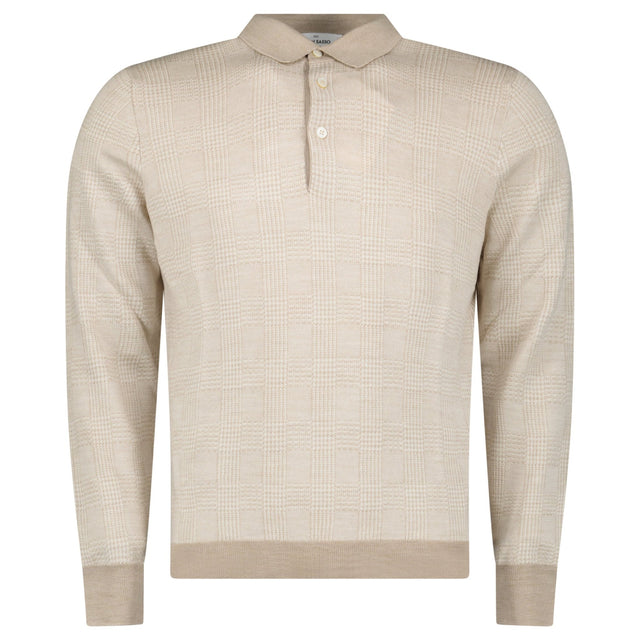 Gran Sasso Checked Wool and Silk Knitted Jumper in Light Beige - Boinclo - Outlet Sale Under Retail