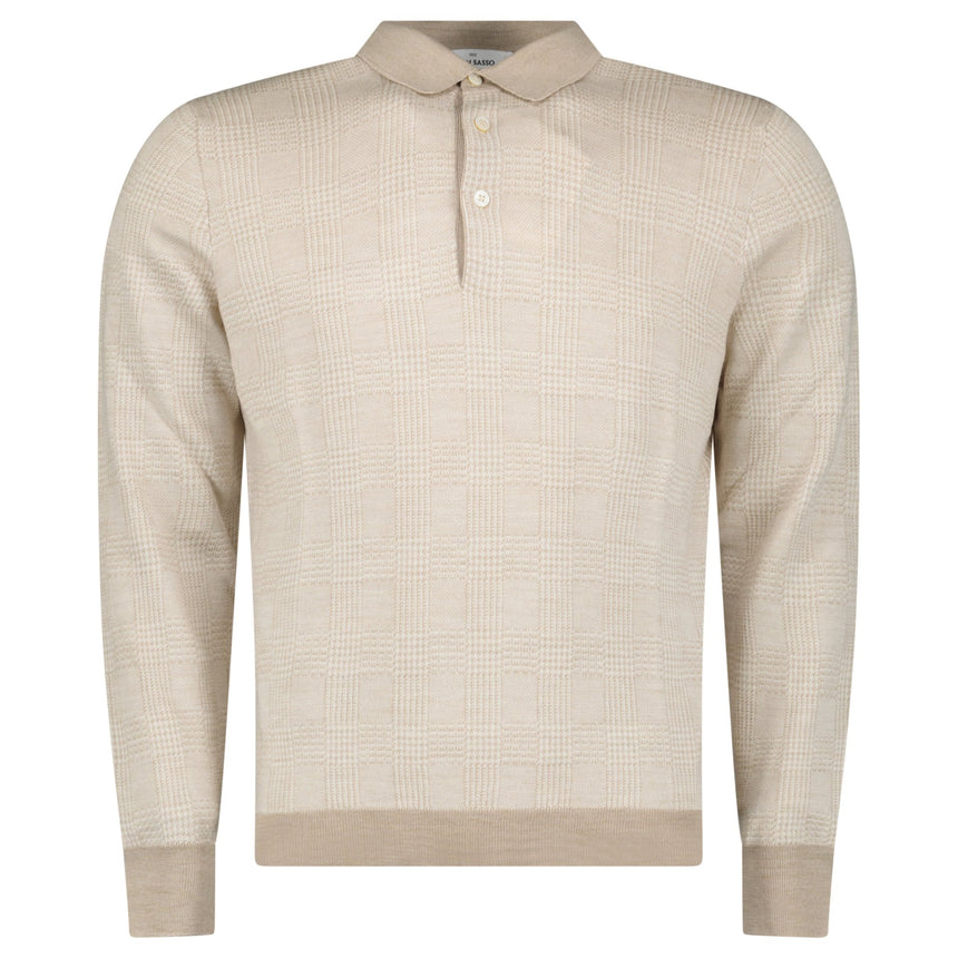 Gran Sasso Checked Wool and Silk Knitted Jumper in Light Beige - Boinclo - Outlet Sale Under Retail