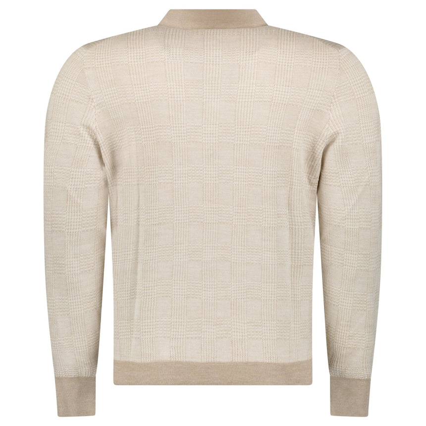 Gran Sasso Checked Wool and Silk Knitted Jumper in Light Beige - Boinclo - Outlet Sale Under Retail