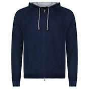 Gran Sasso Cotton - Cashmere Zip Hoodie in Navy - Boinclo - Outlet Sale Under Retail