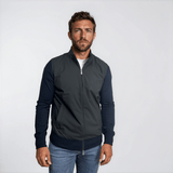 Gran Sasso Full Zip Cotton & Nylon Jacket in Black/Navy - Boinclo - Outlet Sale Under Retail