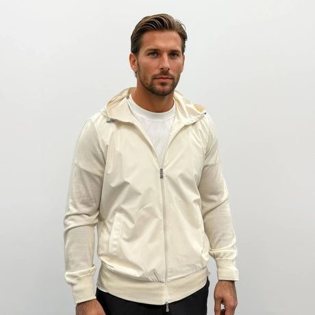 Gran Sasso Athleisure Hooded Jacket in Cream - Boinclo - Outlet Sale Under Retail