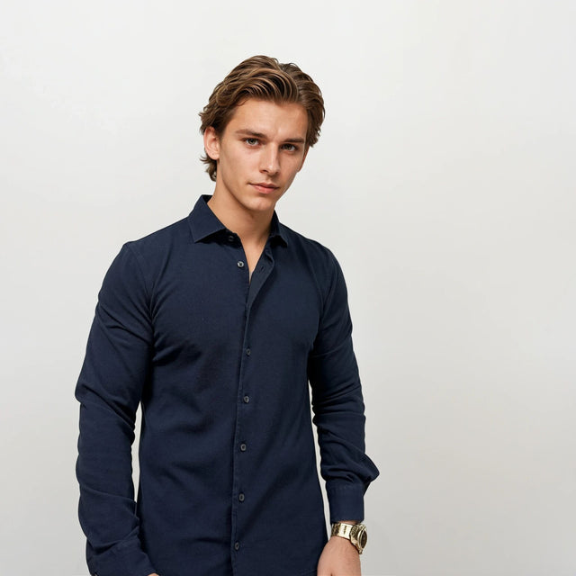 Gran Sasso Cotton Shirt in Navy - Boinclo - Outlet Sale Under Retail