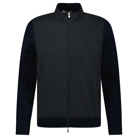 Gran Sasso Full Zip Cotton & Nylon Jacket in Black/Navy - Boinclo - Outlet Sale Under Retail