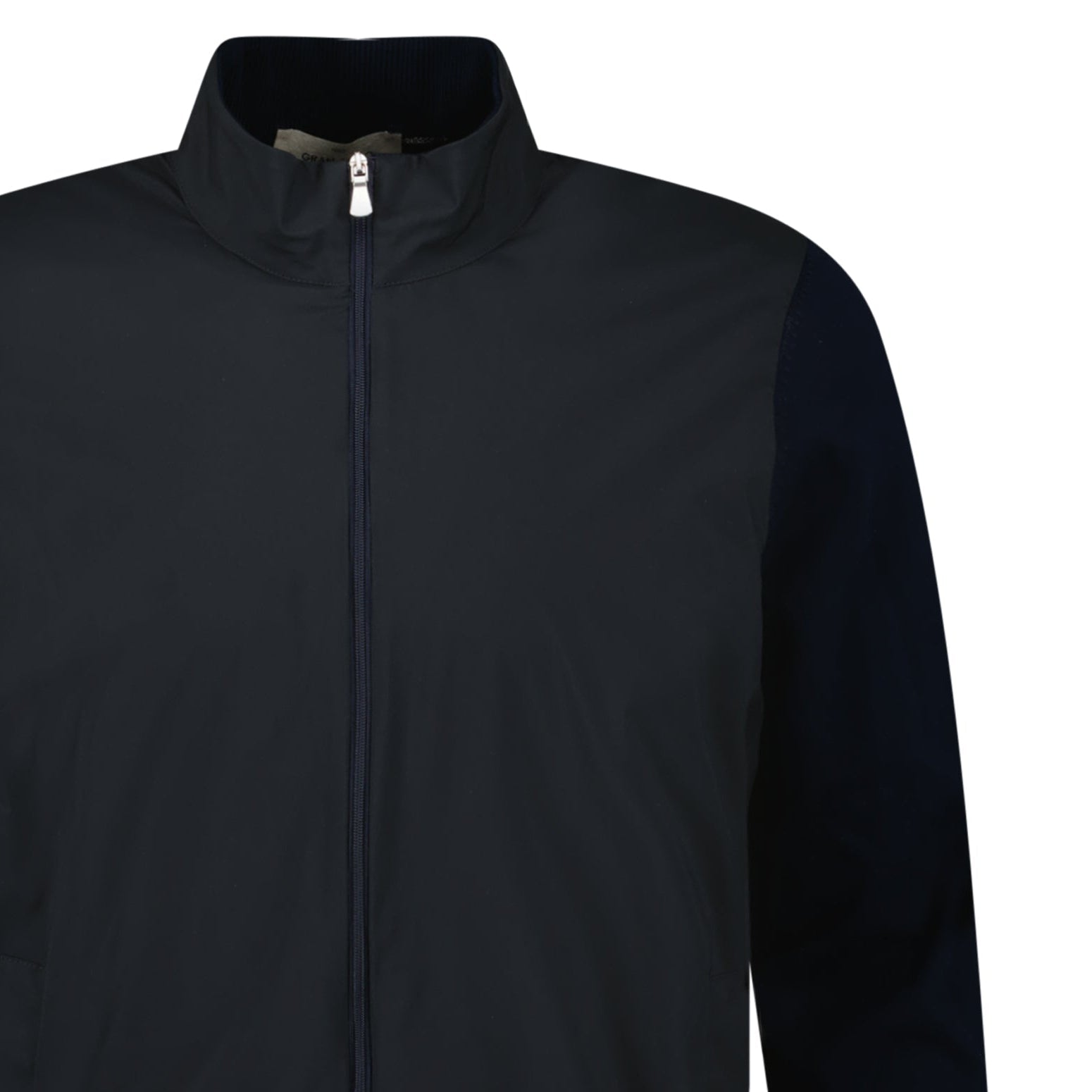 Gran Sasso Full Zip Cotton & Nylon Jacket in Black/Navy - Outlet
