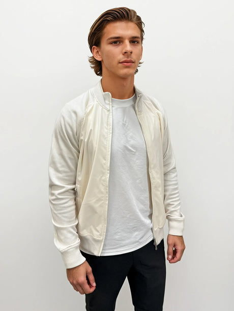 Gran Sasso Full Zip Cotton/ Nylon Jacket in Cream - Boinclo - Outlet Sale Under Retail