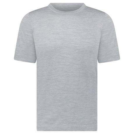Gran Sasso Short Sleeve Wool/Silk/Cashmere Crewneck in Light Grey - Boinclo - Outlet Sale Under Retail