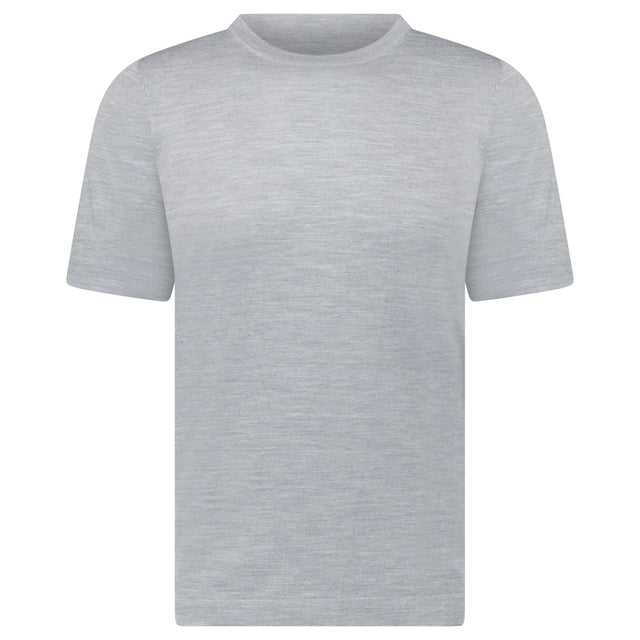 Gran Sasso Short Sleeve Wool/Silk/Cashmere Crewneck in Light Grey - Boinclo - Outlet Sale Under Retail