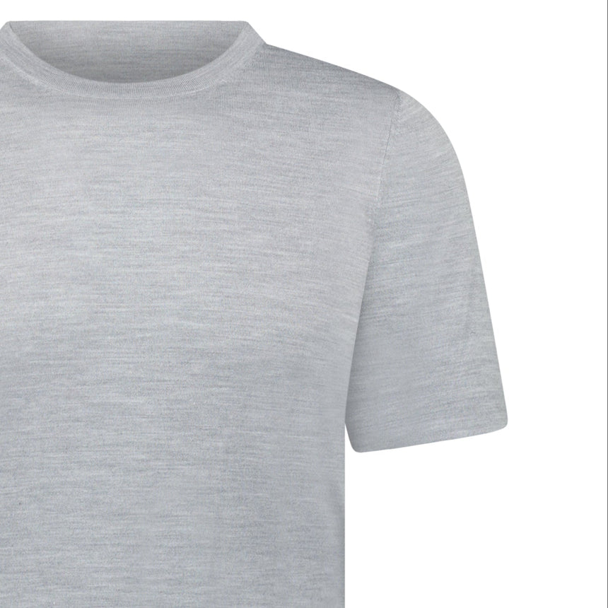 Gran Sasso Short Sleeve Wool/Silk/Cashmere Crewneck in Light Grey - Boinclo - Outlet Sale Under Retail