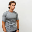 Gran Sasso Short Sleeve Wool/Silk/Cashmere Crewneck in Light Grey - Boinclo - Outlet Sale Under Retail