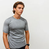 Gran Sasso Short Sleeve Wool/Silk/Cashmere Crewneck in Light Grey - Boinclo - Outlet Sale Under Retail