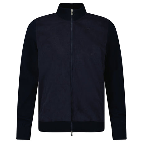 Gran Sasso Suede - Effect Alcantara Bomber Jacket in Navy - Boinclo - Outlet Sale Under Retail