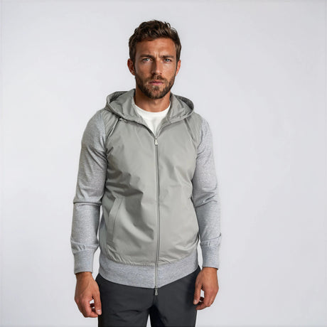 Gran Sasso Hooded Zip - Up Jacket in Grey - Boinclo - Outlet Sale Under Retail
