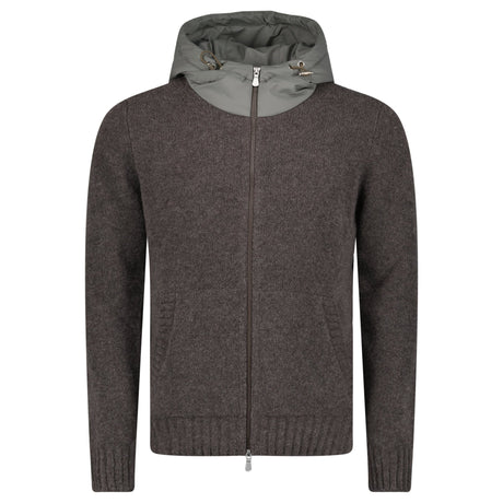 Gran Sasso Knitted Hybrid Zip Jacket in Grey - Boinclo - Outlet Sale Under Retail