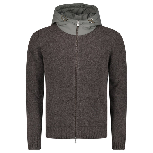 Gran Sasso Knitted Hybrid Zip Jacket in Grey - Boinclo - Outlet Sale Under Retail
